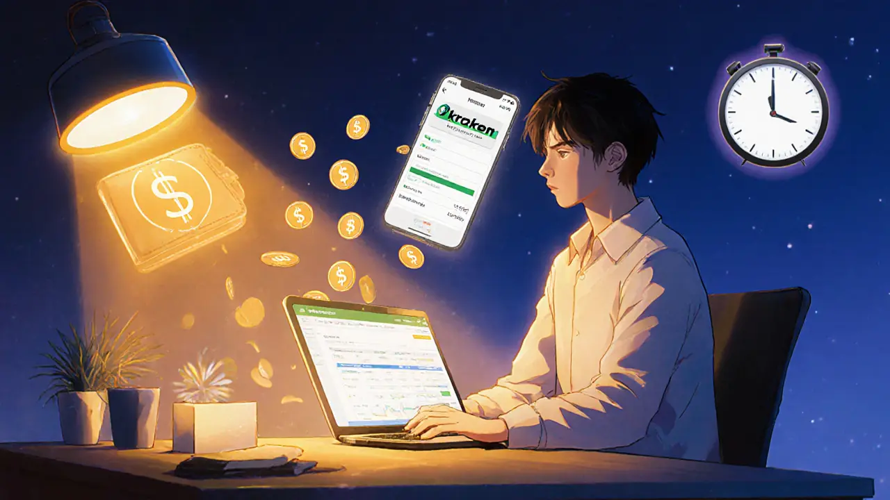 Joven anime revisando KYC y viendo tokens METAX salir de su billetera.