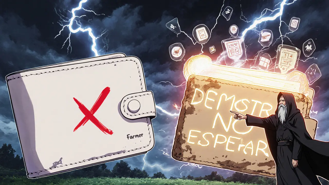 Dos billeteras contrastantes: una vacía y rechazada, otra activa con contribuciones brillantes.