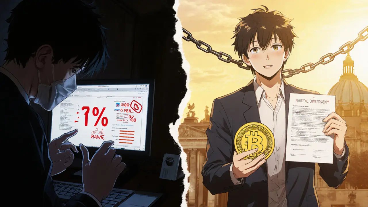 Escena dividida: izquierda, estrés por impuestos en España; derecha, libertad fiscal en Alemania.