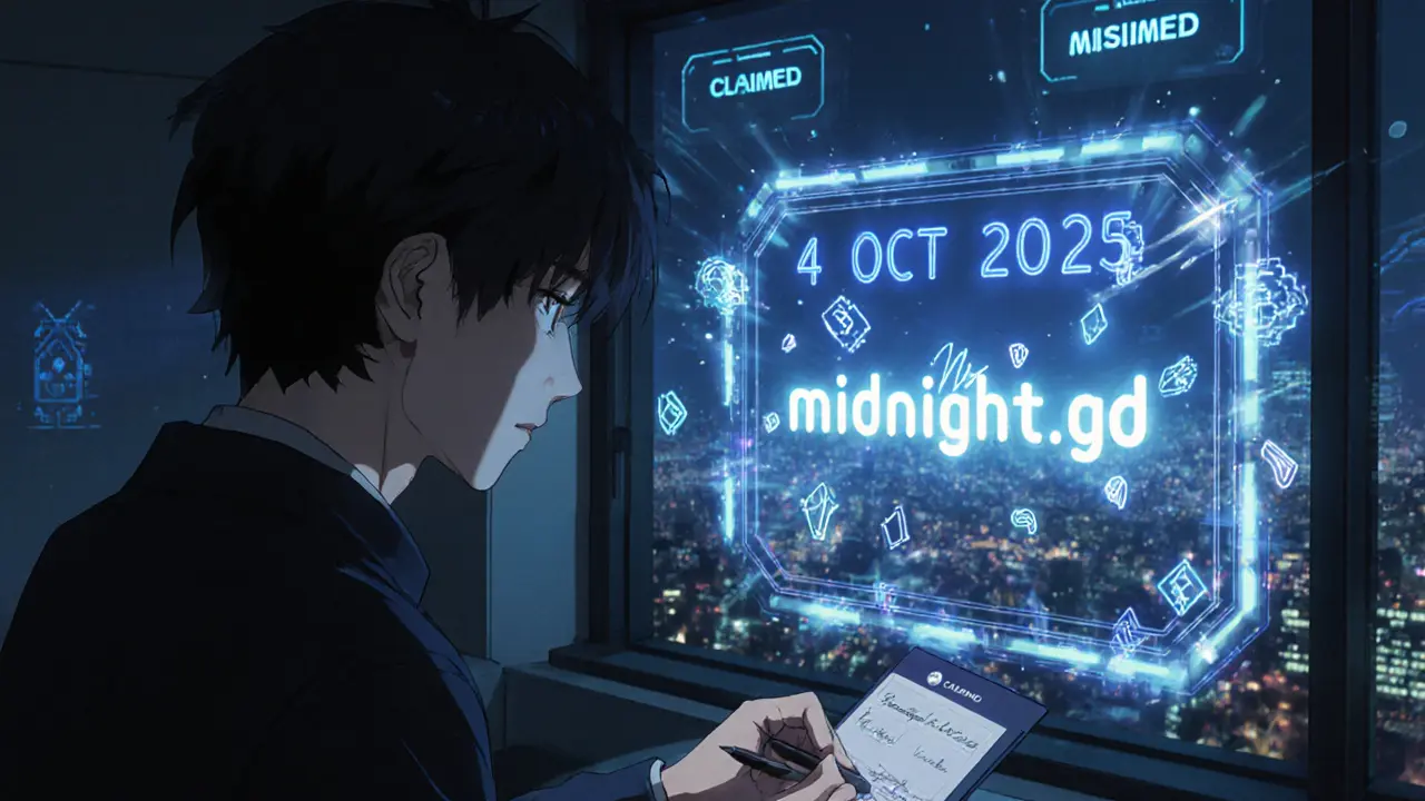 Un usuario firma un mensaje criptográfico en una pantalla holográfica mientras cuenta regresiva muestra el cierre del airdrop.