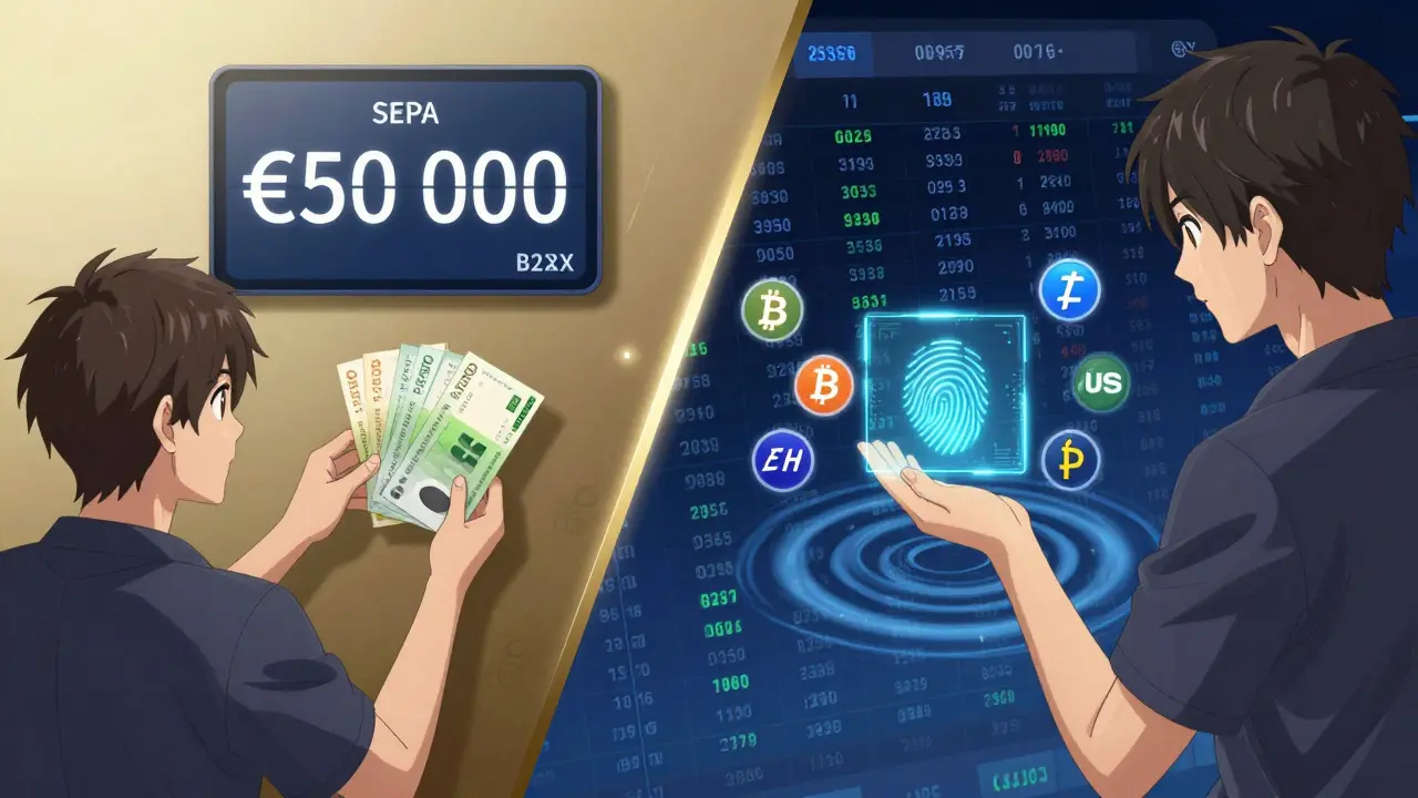Depósito SEPA de 50.000€ y operación OTC sin deslizamiento, con autenticación biométrica.