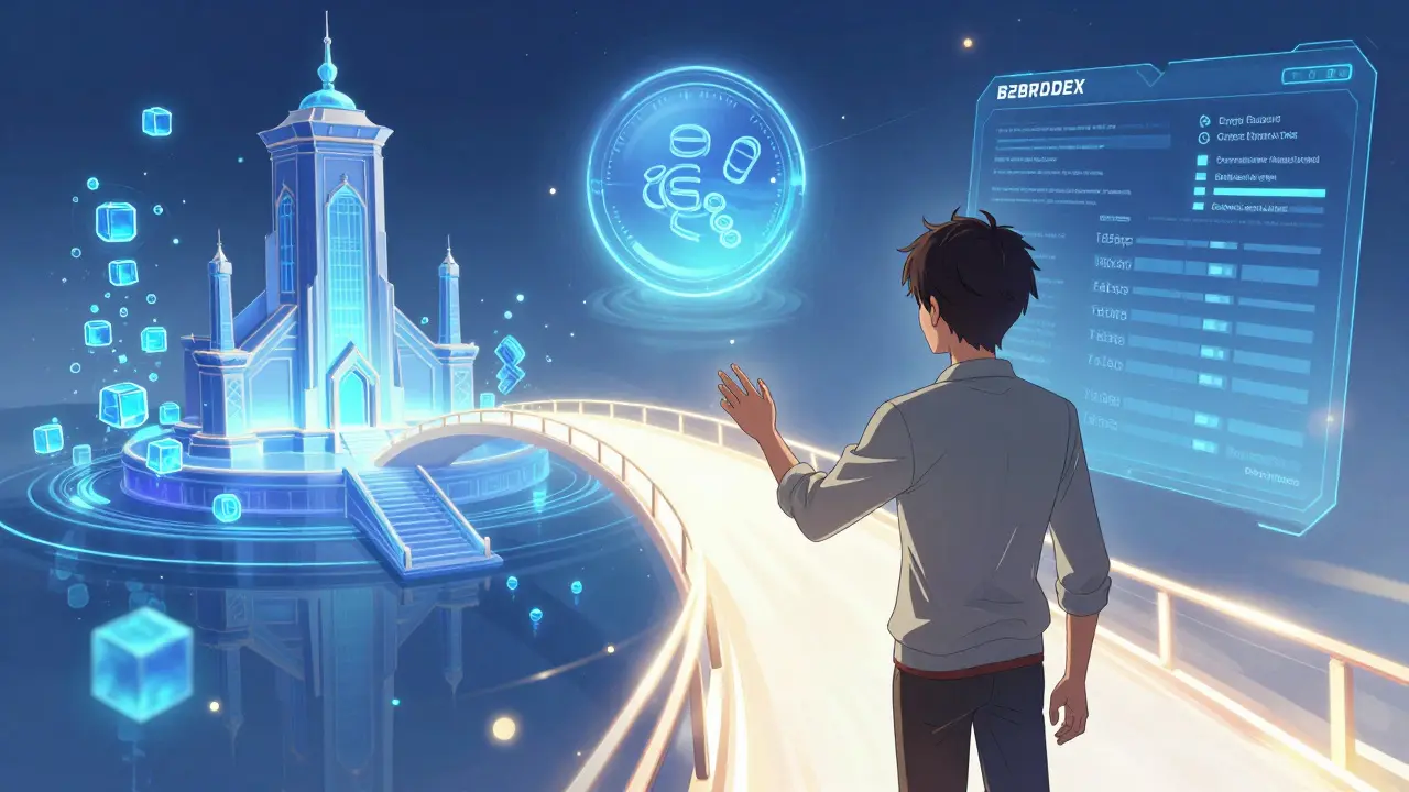 Interfaz HybridDEX como puente entre centralizado y descentralizado, con euro digital al fondo.