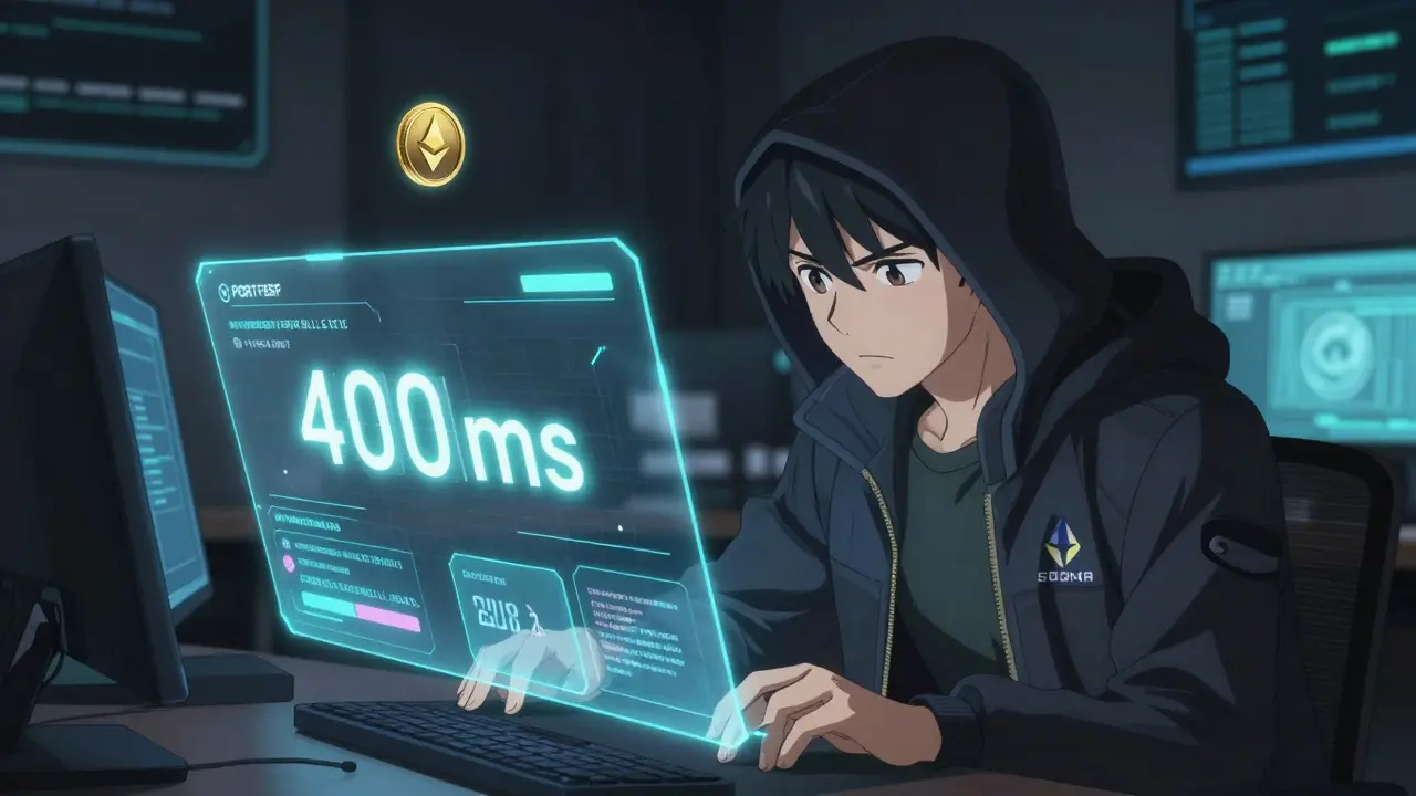 Trader experimentado observando una liquidación automática en tiempo real en una interfaz holográfica.