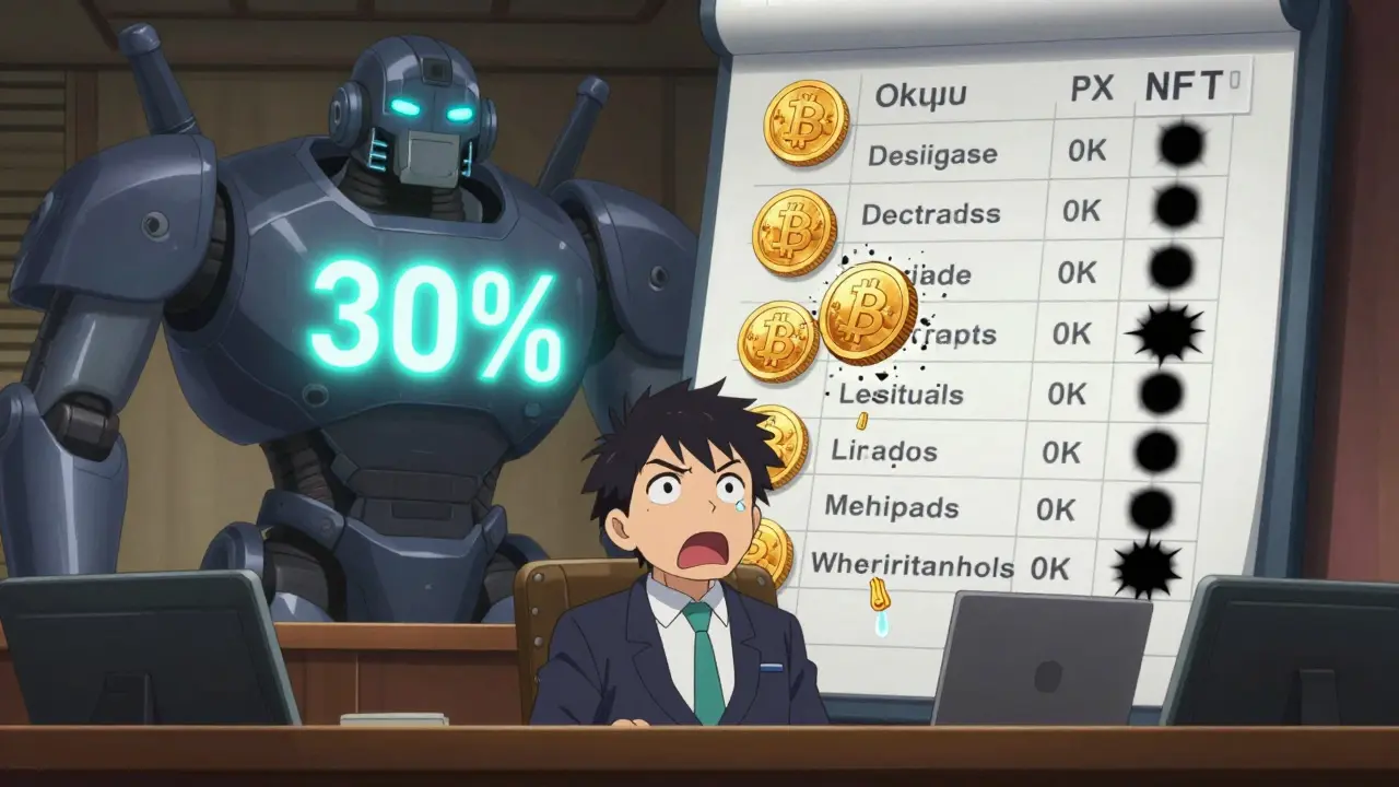 Un trader frente a una autoridad fiscal robótica que aplasta pérdidas de criptomonedas mientras las ganancias se gravan con un 30%.