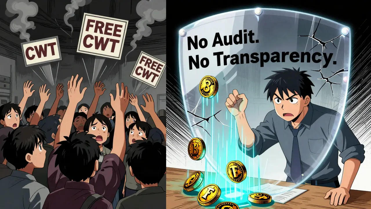 Contraste: gente buscando CWT gratis vs. alguien ganando tokens reales de CoinW Exchange con una operación de 20 USDT.