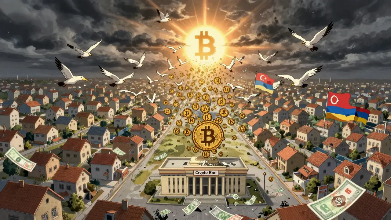 Miles de Bitcoins como pájaros que escapan de Irán hacia el extranjero, mientras el rial se desmorona.