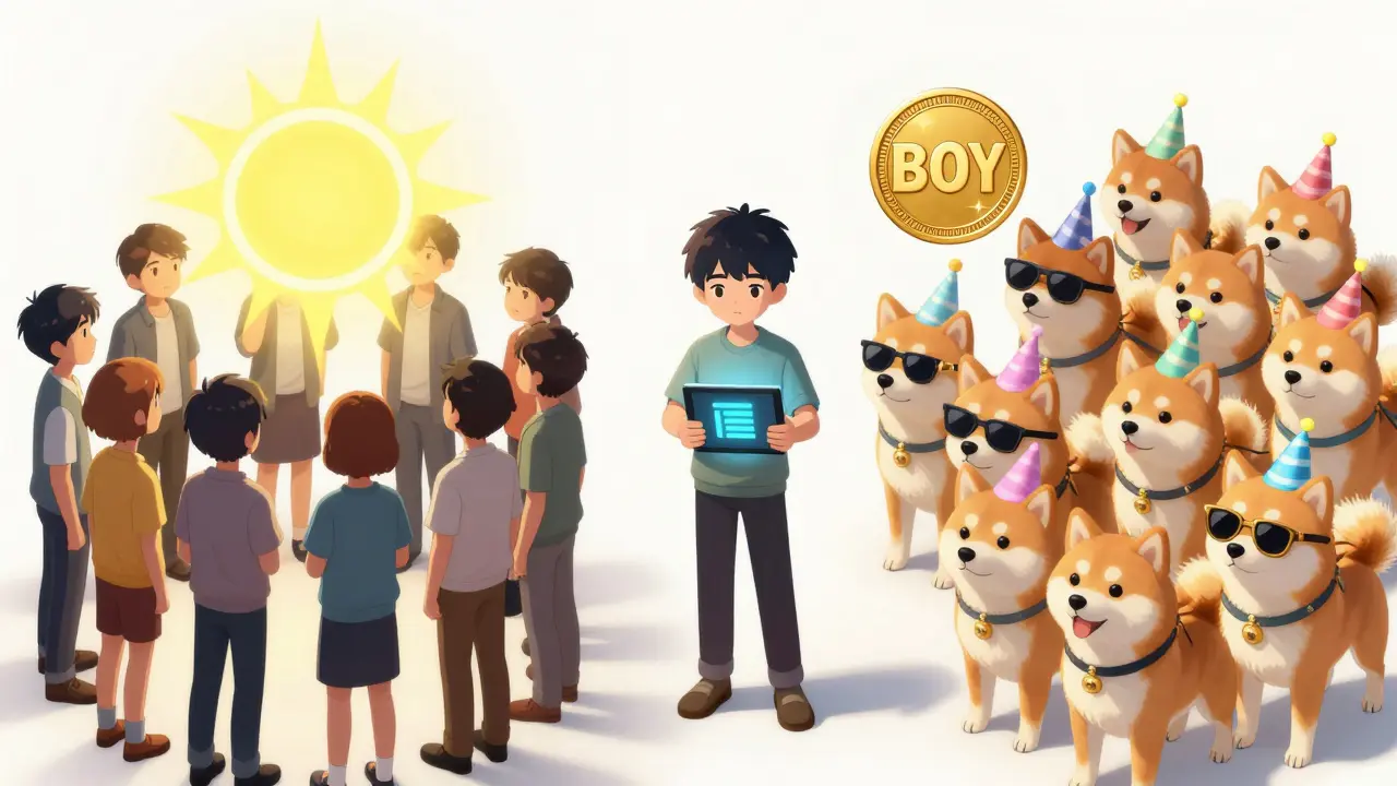 Comparación visual entre la comunidad de positividad y la comunidad de perros meme estilo manga.