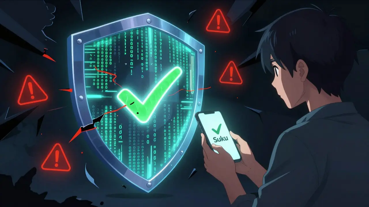 Anime estilo: Escudo digital protegiendo al usuario de amenazas y estafas en línea