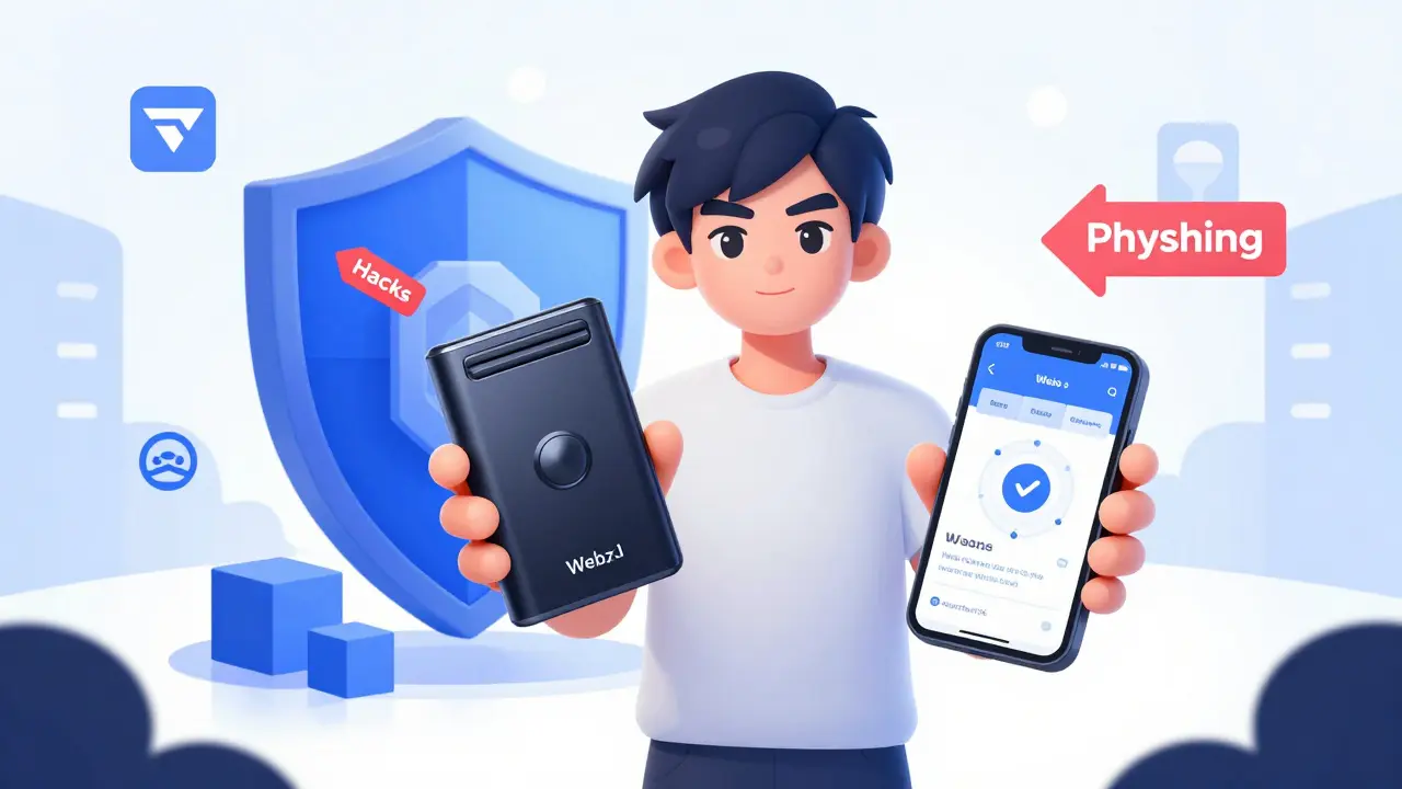 Anime seguro con billetera de hardware protegiendo tokens EVU