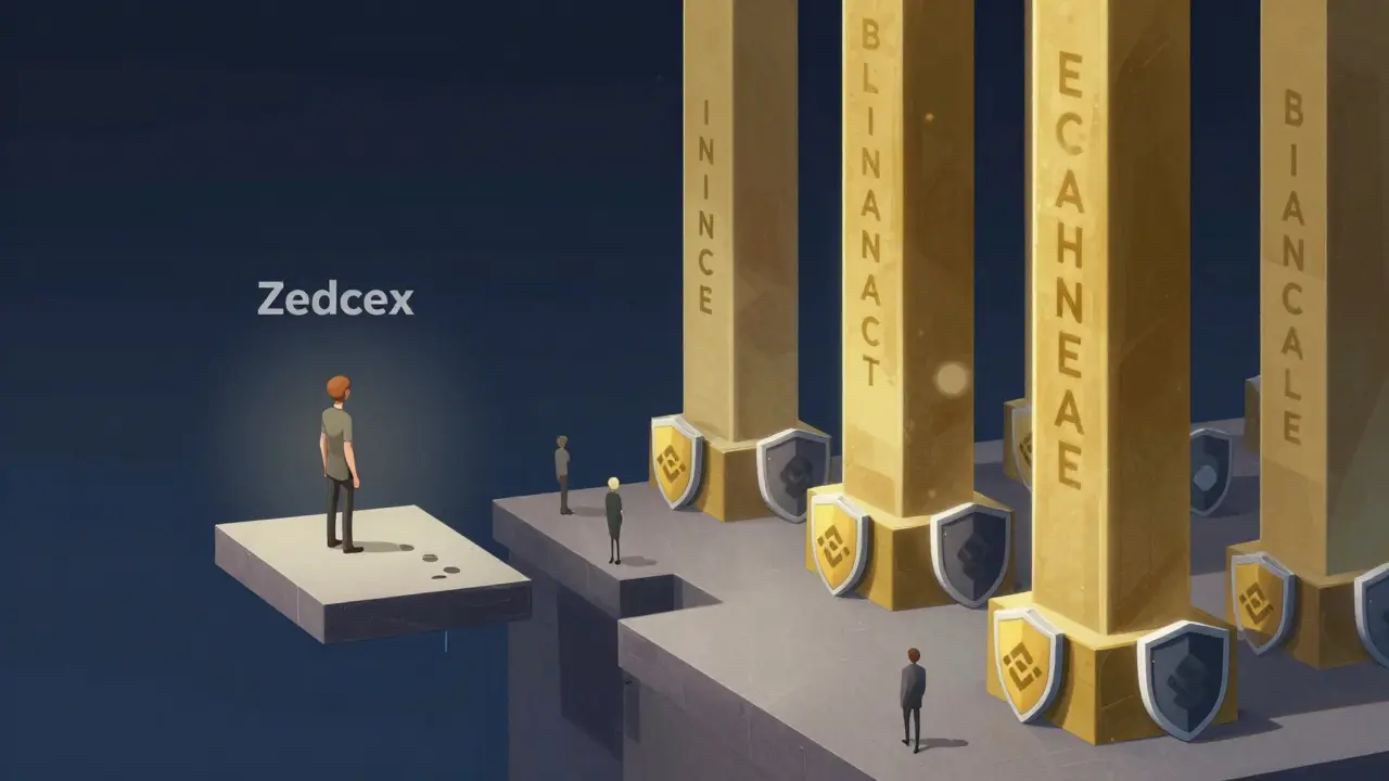 Comparación visual entre plataforma pequeña y exchanges grandes y seguros