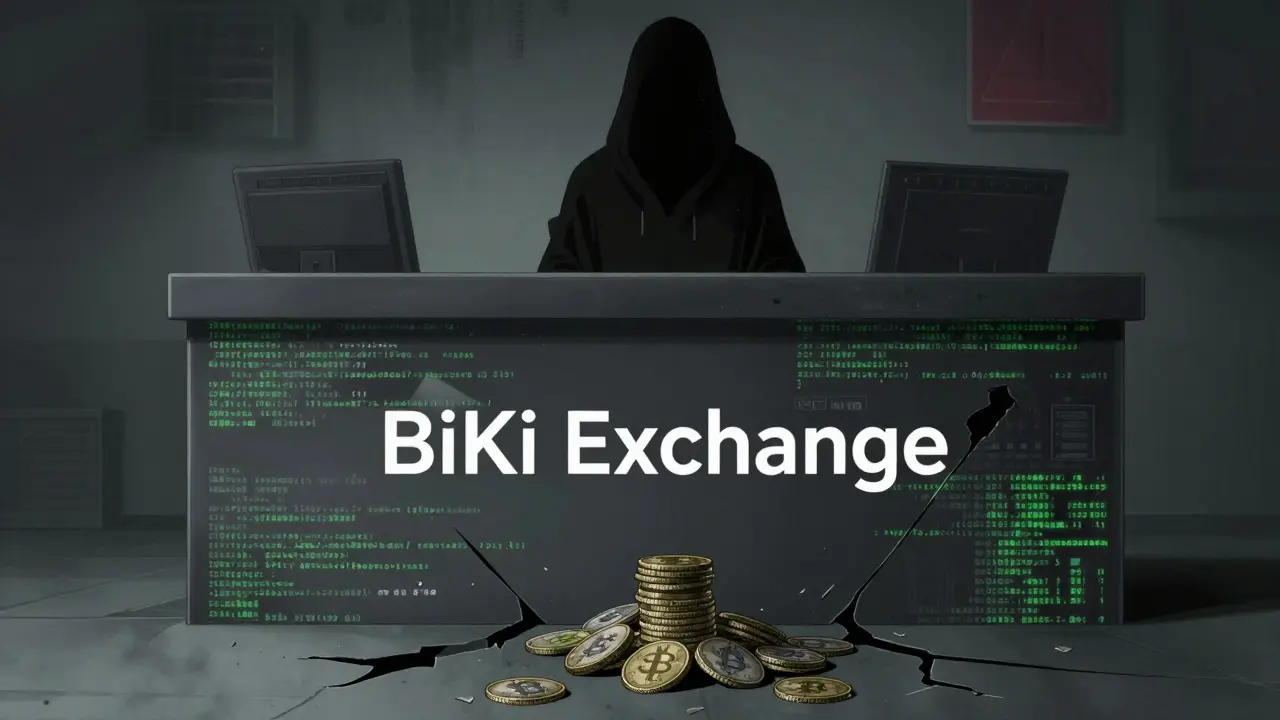 Figura fantasmal de exchange abandonado con monedas cayendo al vacío