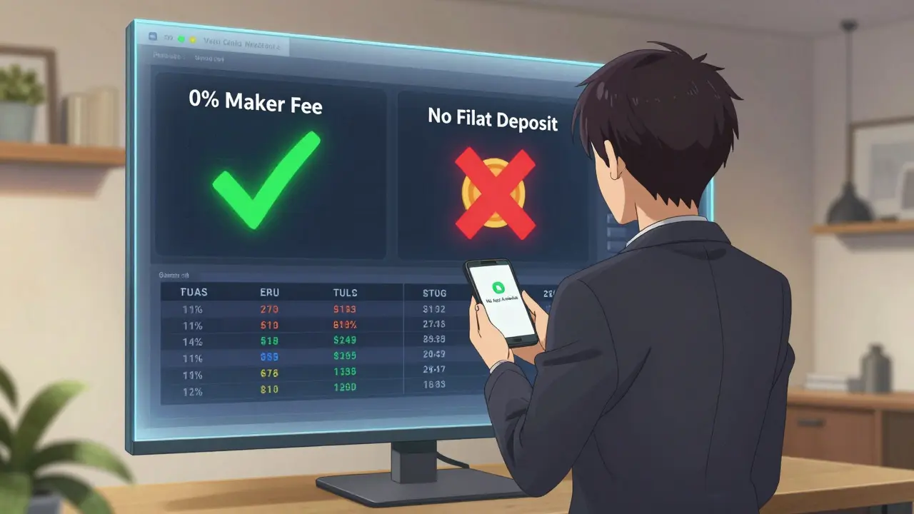 Trader analizando gráficos de Switcheo sin app móvil ni depósitos fiduciarios