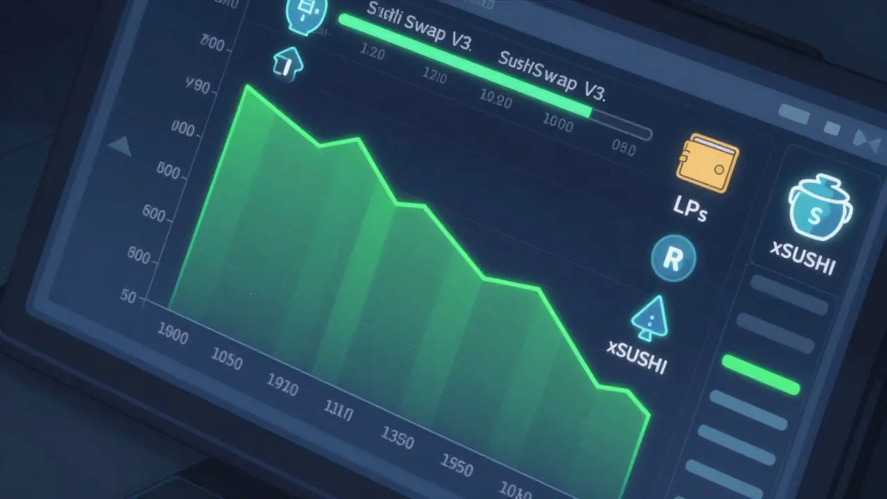 Interfaz de liquidez concentrada con distribución de comisiones xSUSHI