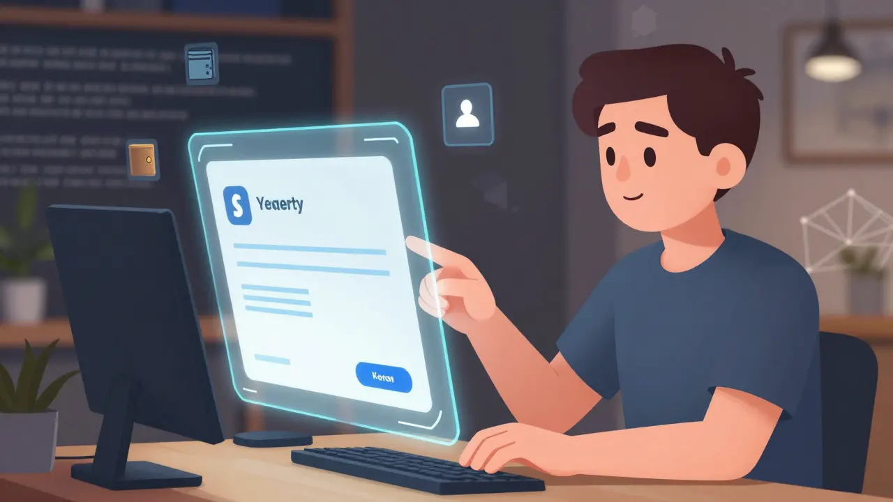 Localizador generando factura cripto sencilla en interfaz holográfica
