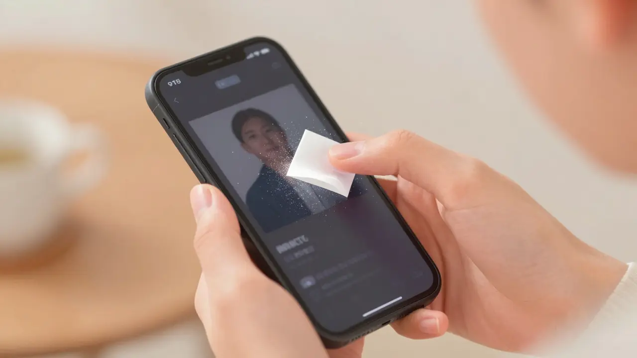 Persona eliminando metadatos de un vídeo para proteger su privacidad en estilo anime