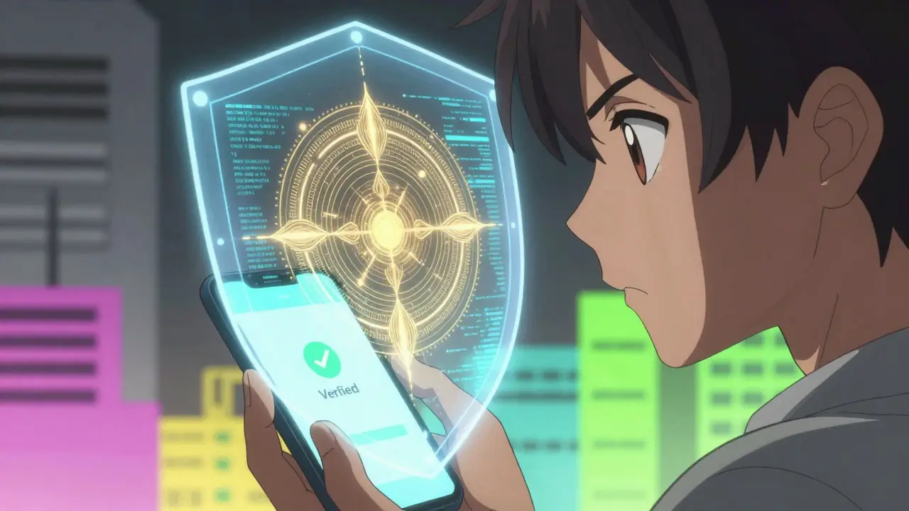 Persona protegiendo su privacidad con un escudo digital transparente