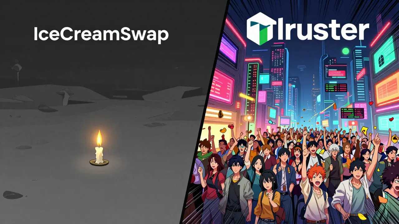 Comparación visual entre el vacío de IceCreamSwap y la actividad de Thruster