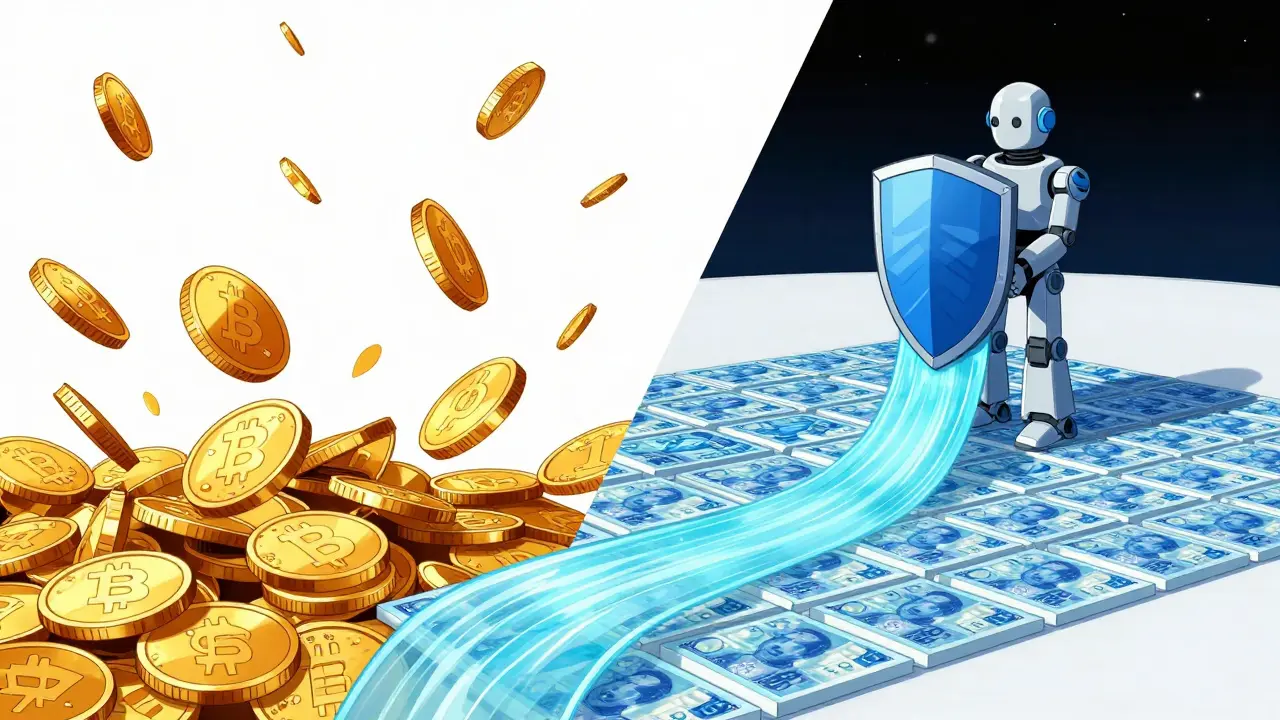 Contraste entre monedas digitales estatales y cripto caóticas