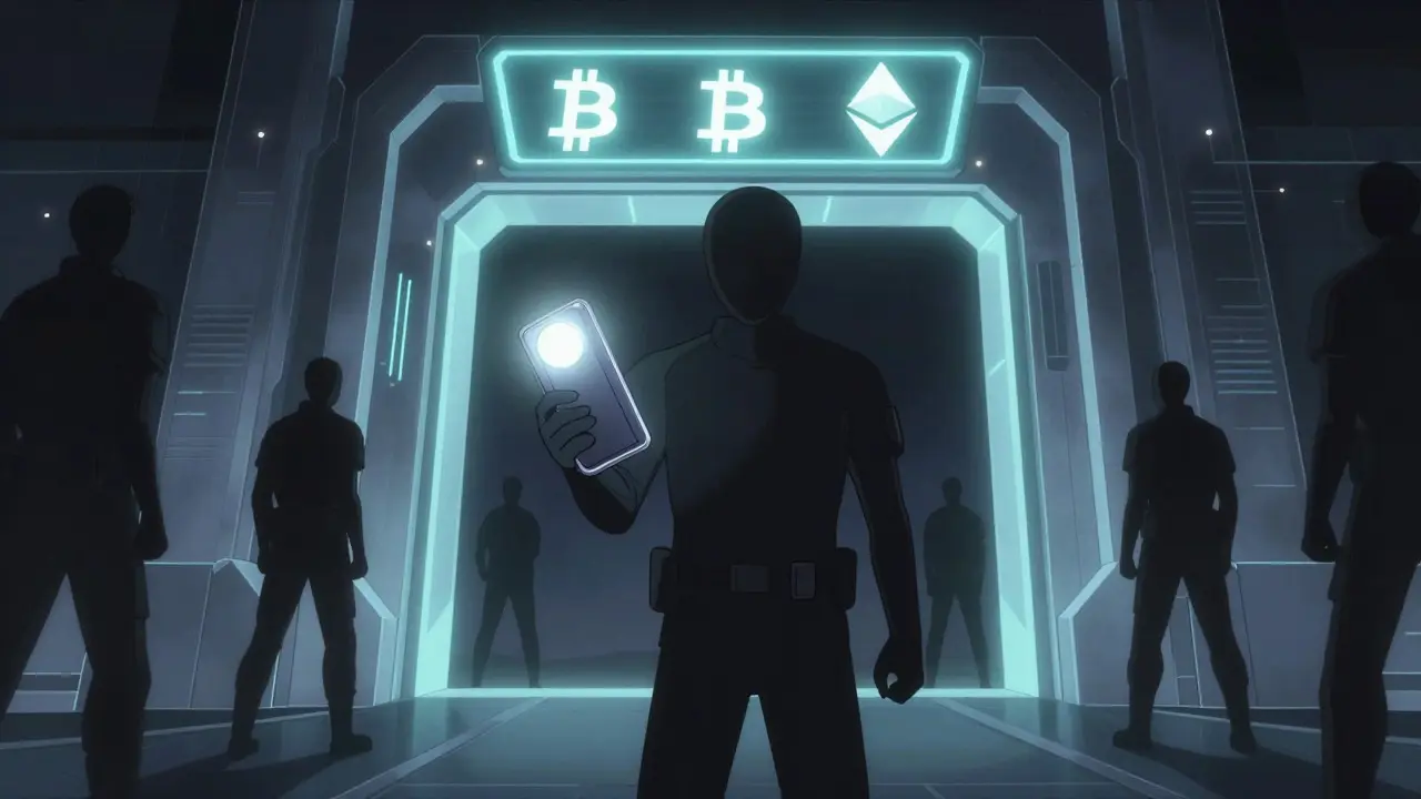 Figura anónima accediendo a exchanges globales mediante tecnología