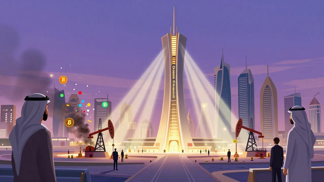 Hub financiero futurista de Qatar priorizando estabilidad sobre cripto caótica