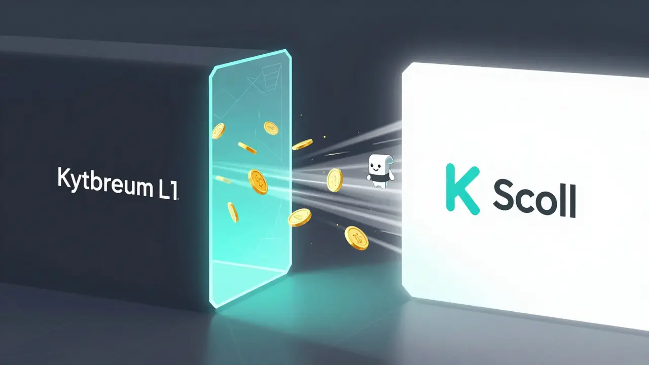 Portal brillante mostrando el flujo rápido y económico de tokens digitales