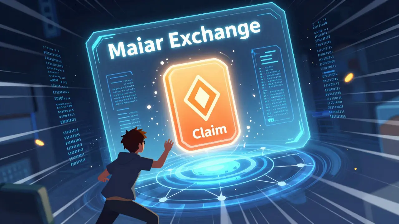 Interfaz de intercambio flotante con un botón de reclamo brillante en estilo celda