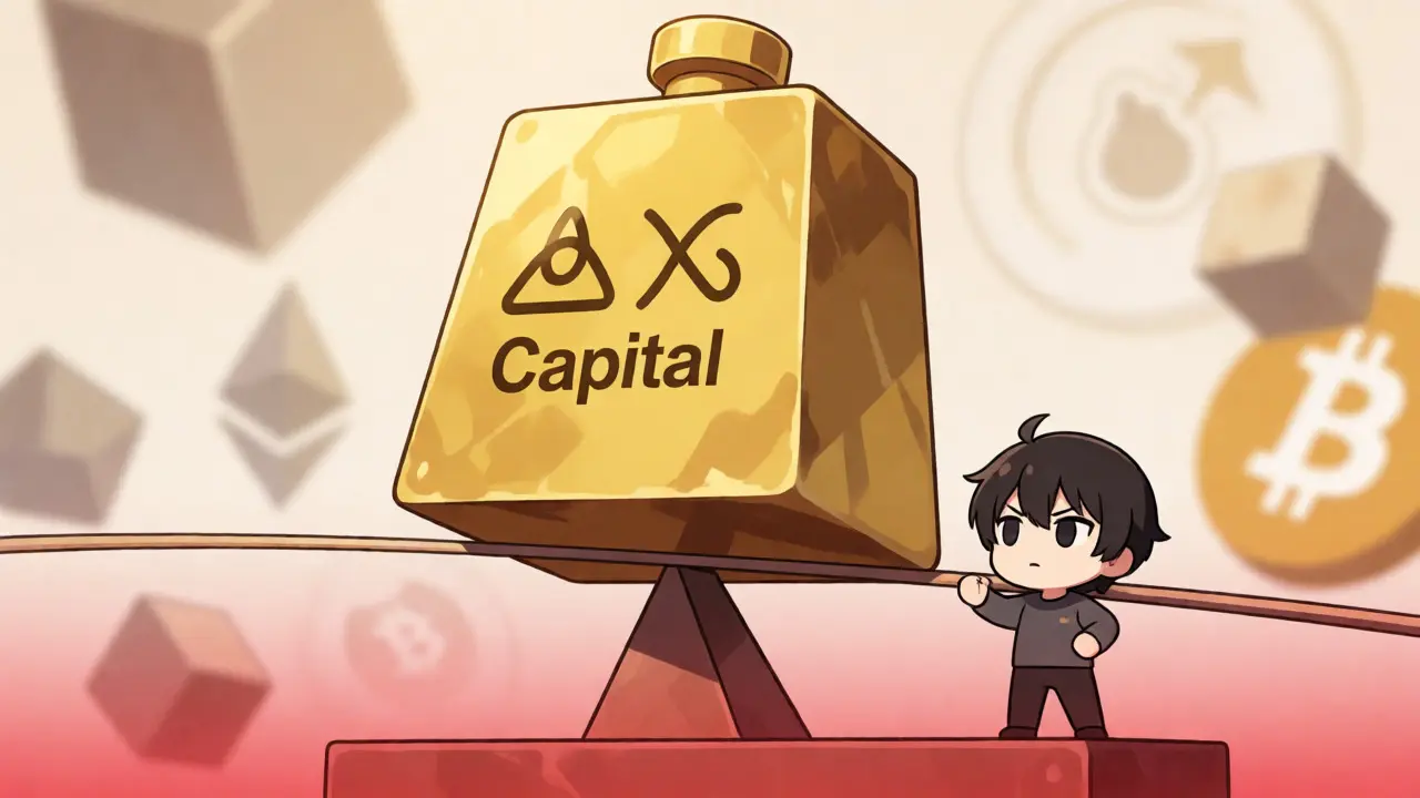 Balance conceptual de riesgo y capital con personaje anime observando la tensión.