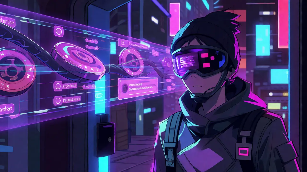 Escena anime de un inspector digital verificando datos personales en una transferencia cripto bajo la regla TFR.