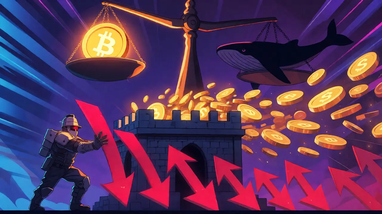 Metáforas visuales de métricas cripto: ballenas, flujos y mineros en estilo anime